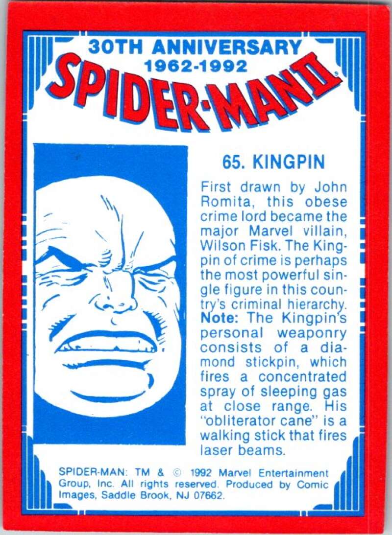 1992  Spider-Man 30th Anniversary #65 Kingpin   V72714 Image 2