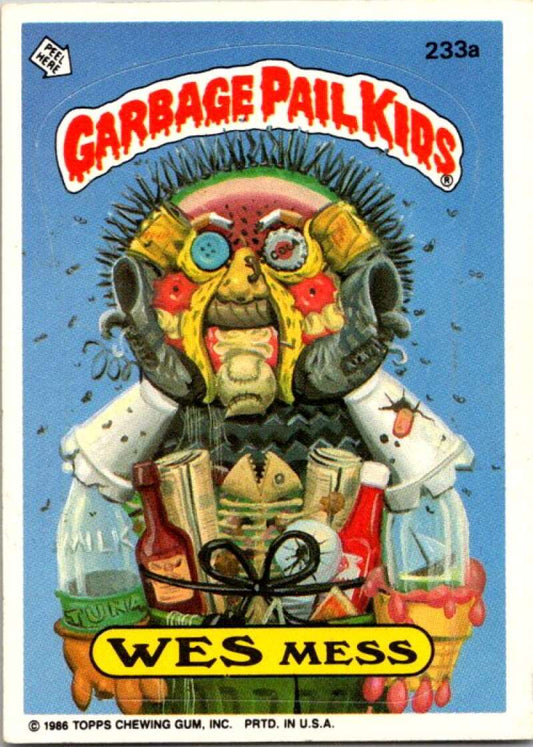 1986 Topps Garbage Pail Kids Series 6 #233A Wes Mess  V72939 Image 1