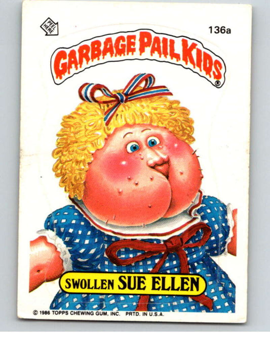1986 Topps Garbage Pail Kids Series 4 #136A Swollen Sue Ellen   V73093 Image 1