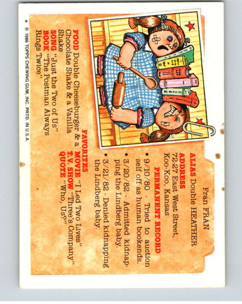 1986 Topps Garbage Pail Kids Series 5 #177B Lazy Louie   V73173 Image 2