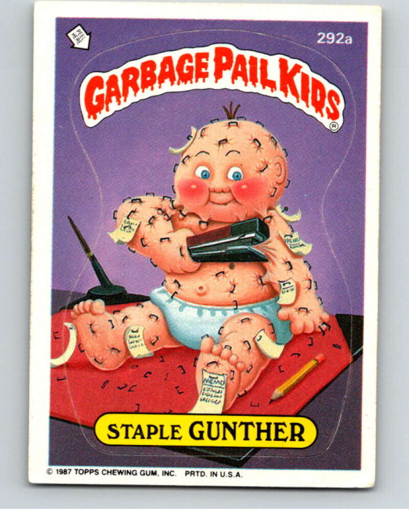 1987 Topps Garbage Pail Kids Series 7 #292A Staple Gunther   V73472 Image 1