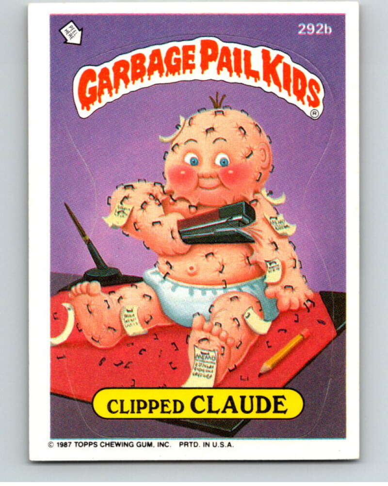 1987 Topps Garbage Pail Kids Series 7 #292B Clipped Claude   V73473 Image 1
