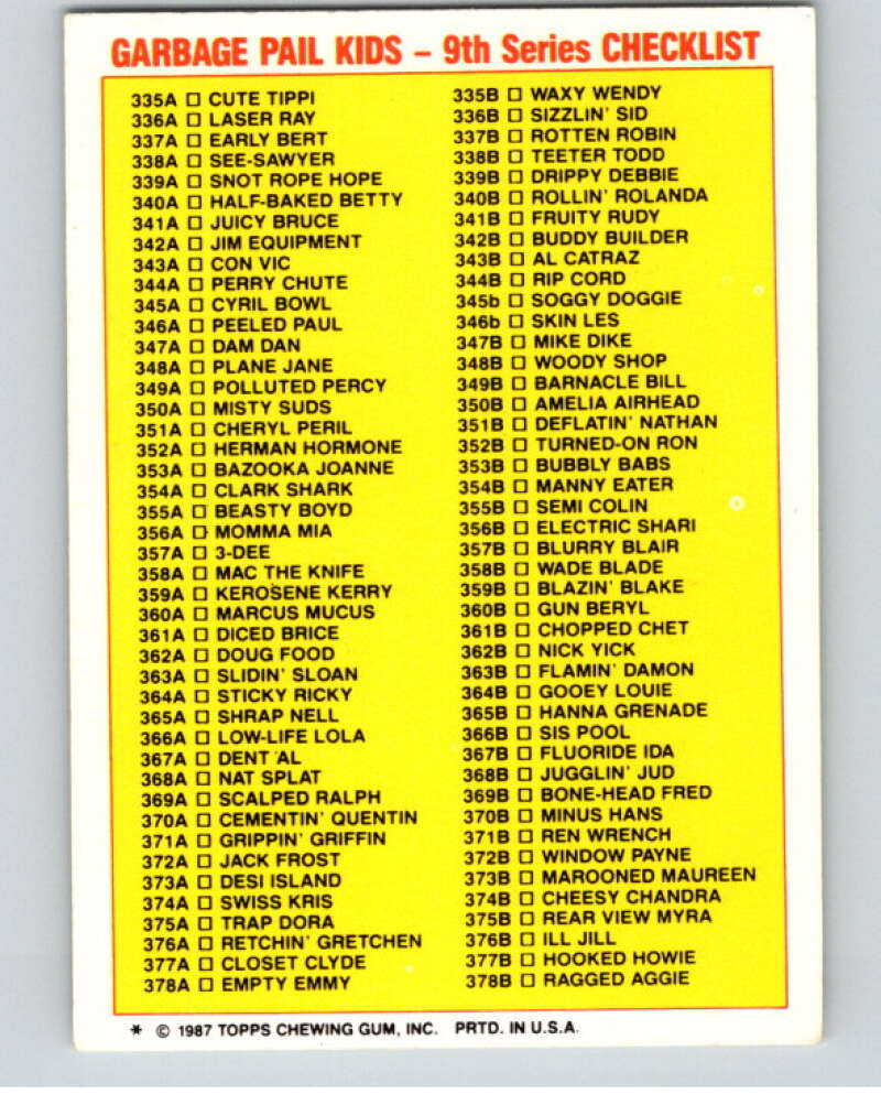 1987 Topps Garbage Pail Kids Series 9 #337A Early Bert   V73591 Image 2