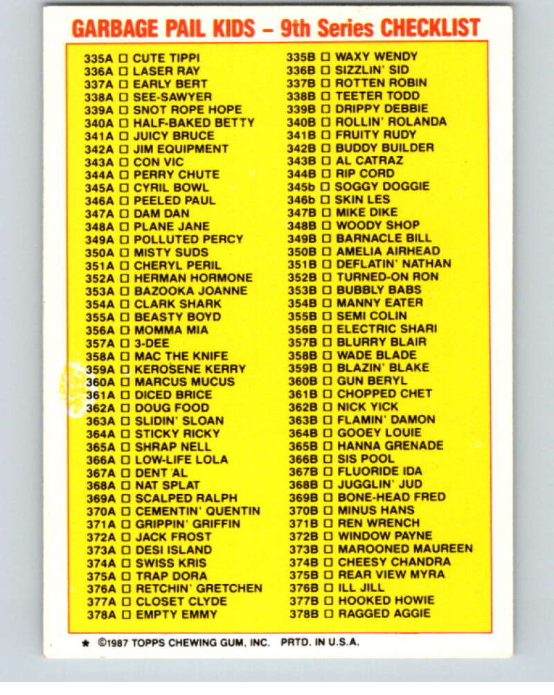 1987 Topps Garbage Pail Kids Series 9 #339A Snot Rope Hope   V73596 Image 2
