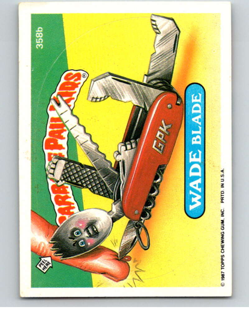 1987 Topps Garbage Pail Kids Series 9 #358B Wade Blade   V73644 Image 1