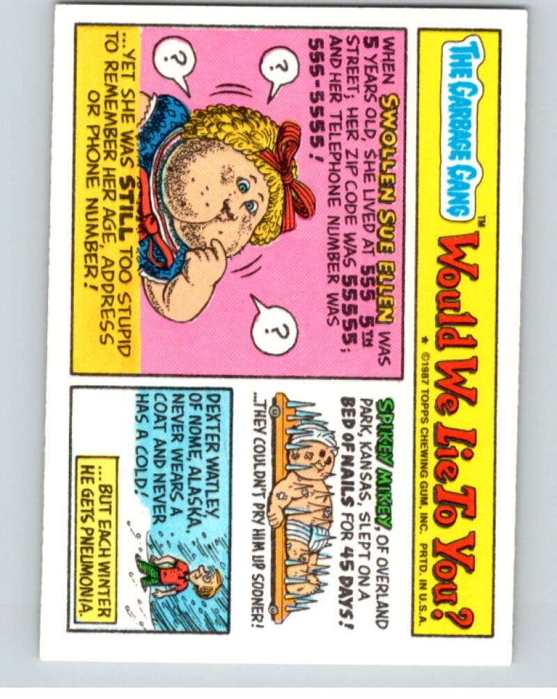 1987 Topps Garbage Pail Kids Series 9 #374A Swiss Kris   V73687 Image 2
