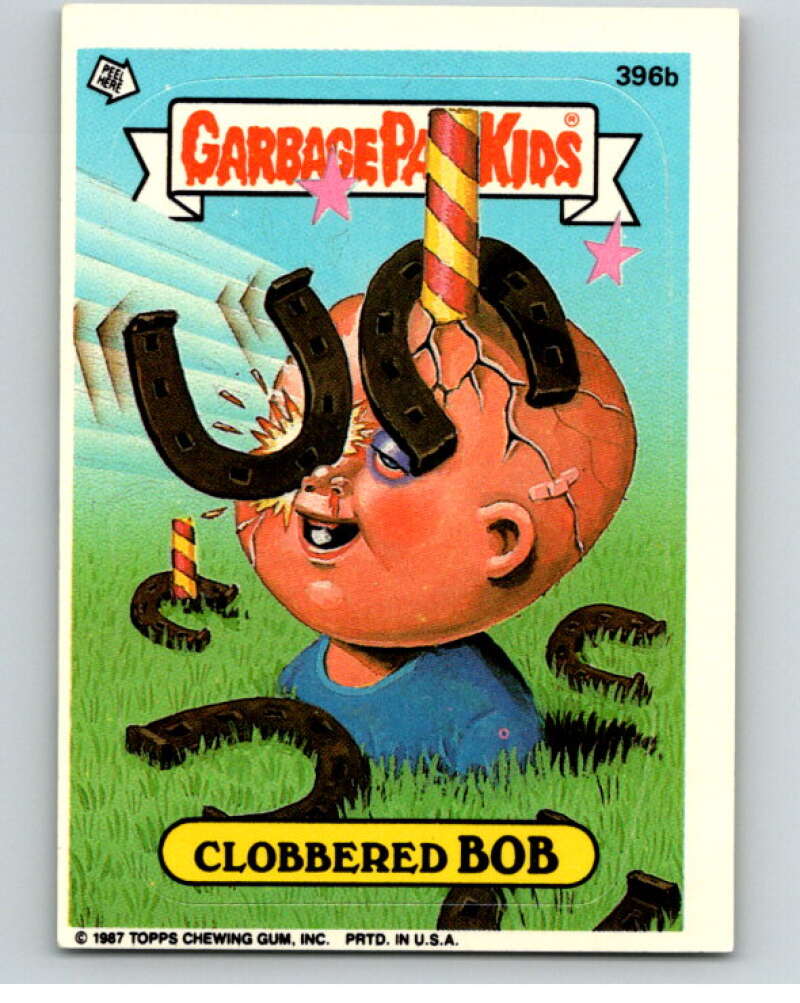 1987 Topps Garbage Pail Kids Series 10 #396B Clobbered Bob   V73738 Image 1