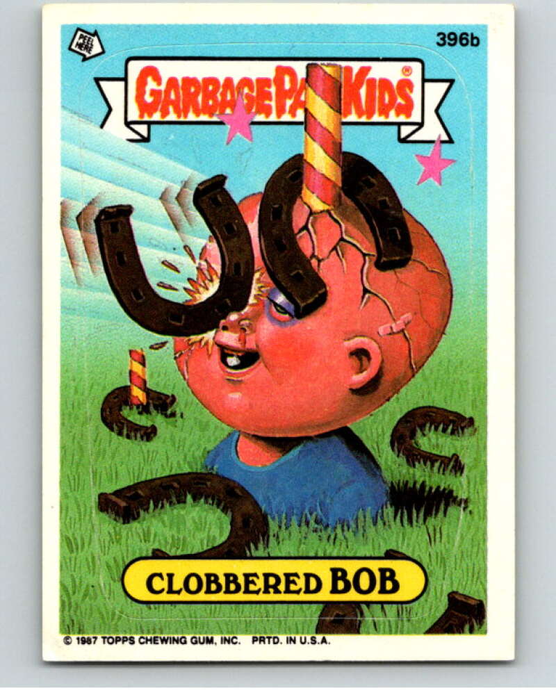 1987 Topps Garbage Pail Kids Series 10 #396B Clobbered Bob   V73739 Image 1