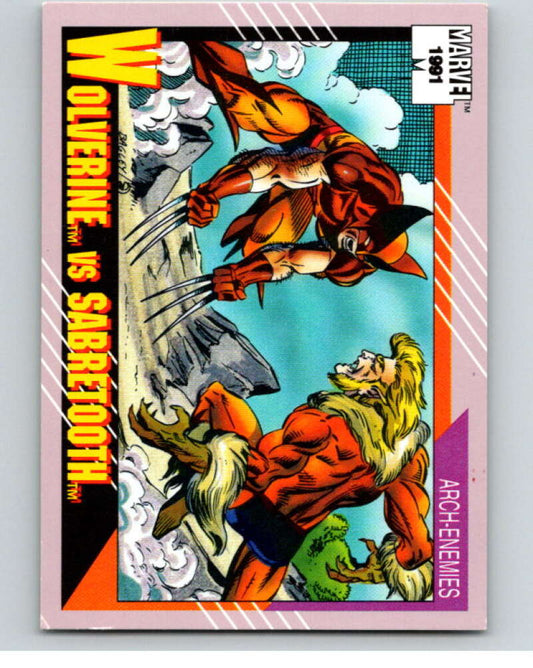 1991 Impel Marvel Universe #93 Wolverine vs. Sabretooth   V73817 Image 1