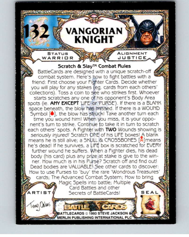 1994 BattleCards #132 Vangorian Knight  V73868 Image 2