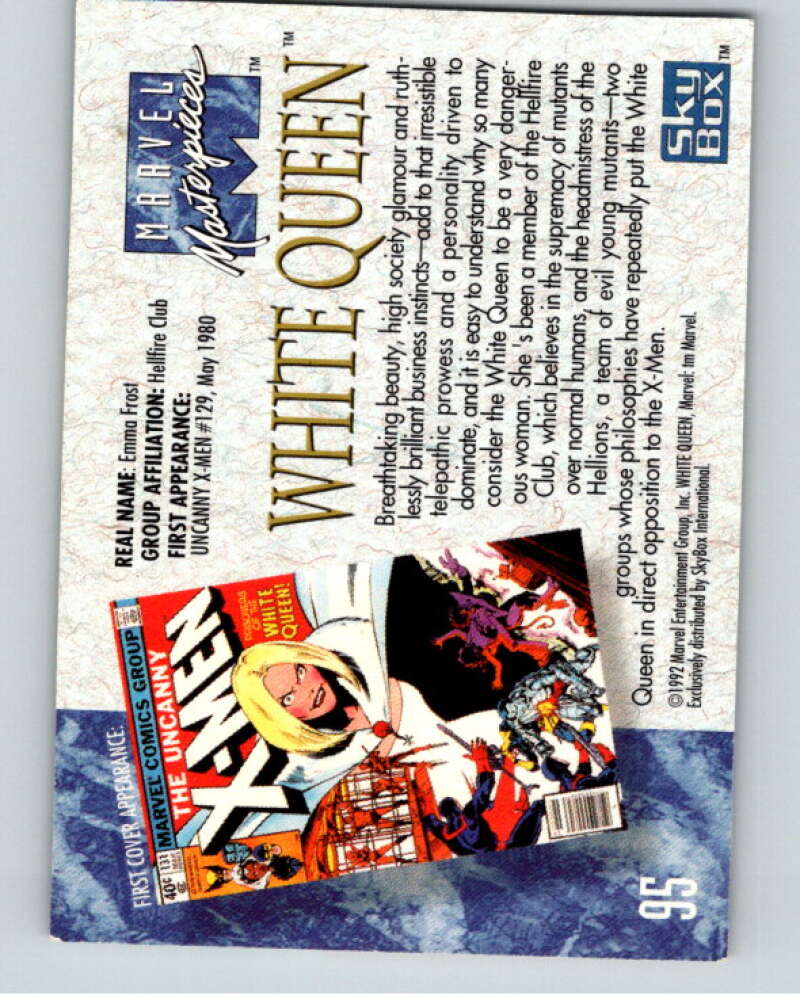 1992 Skybox Marvel Masterpieces #95 White Queen  V73882 Image 2