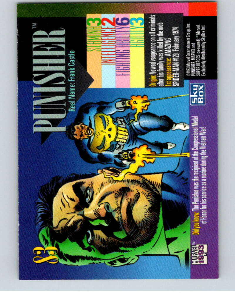 1993 SkyBox Marvel Universe #83 Punisher   V73893 Image 2