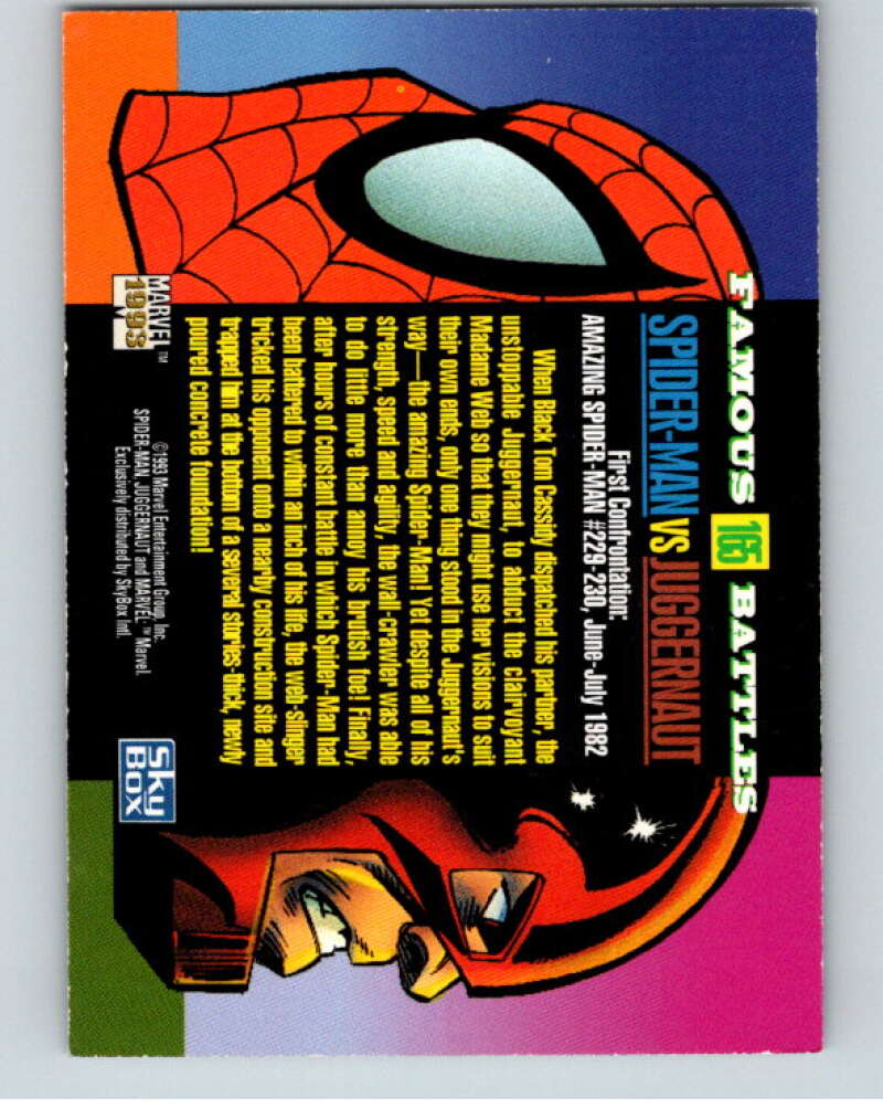 1993 SkyBox Marvel Universe #165 Spider-Man/Juggernaut   V73951 Image 2
