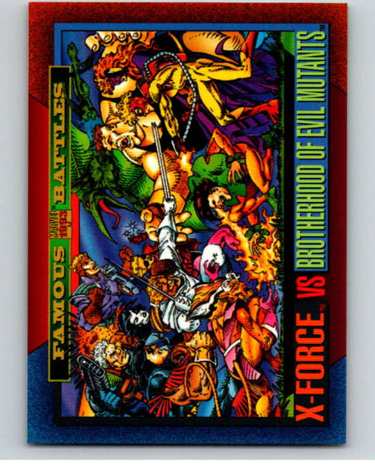 1993 SkyBox Marvel Universe #167 X-Force vs Brotherhood of Evil Mutants   V73954 Image 1