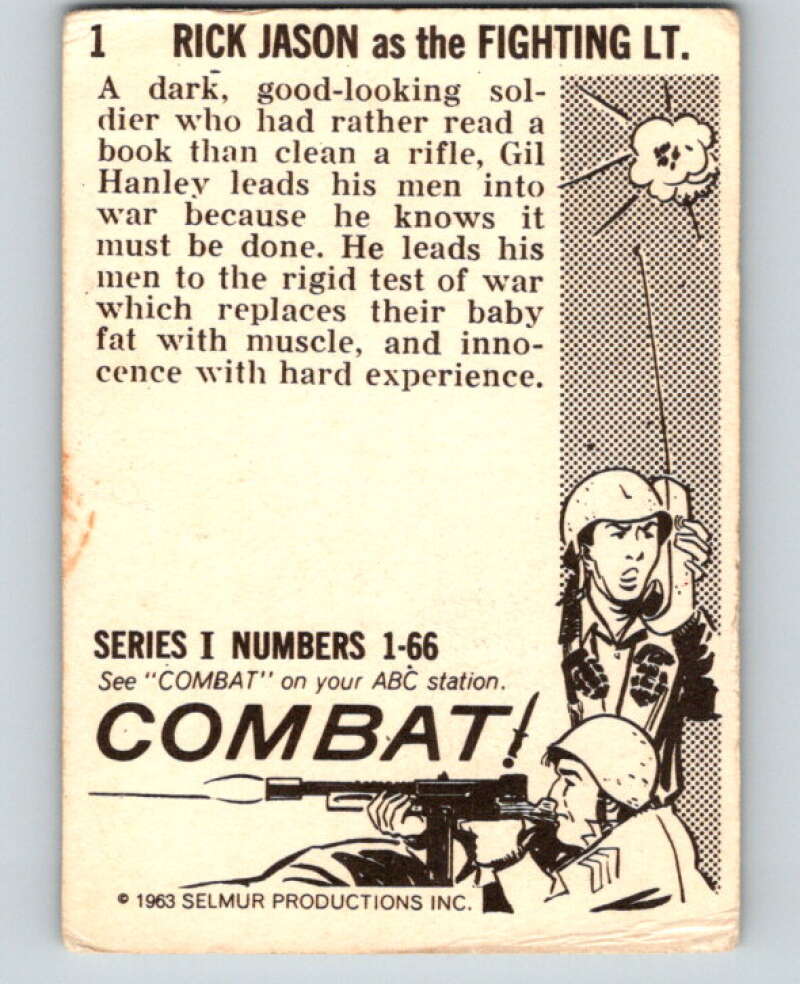 1963 Donruss Combat #1 Rick Jason as the Fighting Lt.   V74013 Image 2