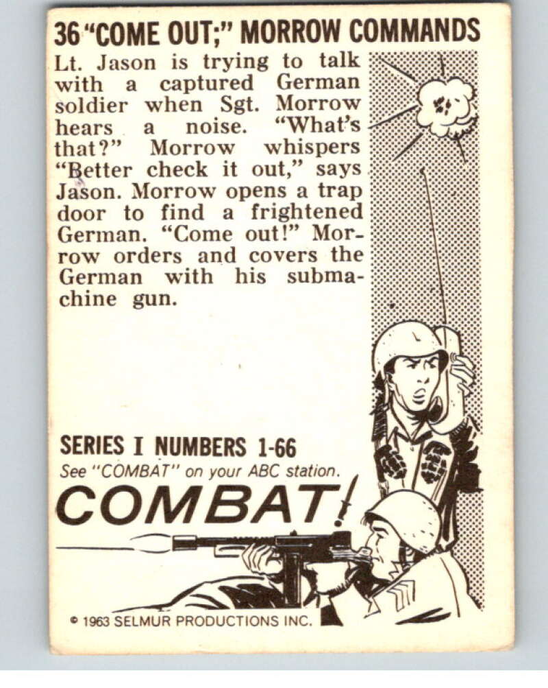 1963 Donruss Combat #36 Come Out Morrow Commands   V74052 Image 2