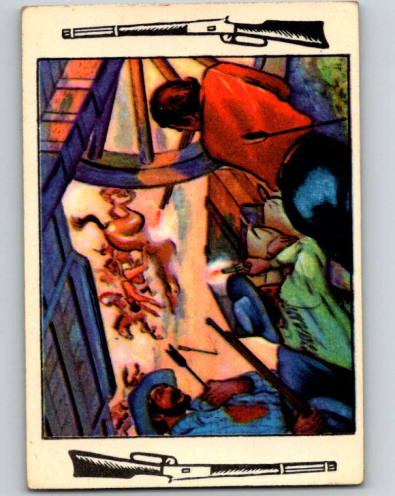 1953 Bowman Frontier Days R701-5 #33 Indians Attack Wagon Train   V74159 Image 1