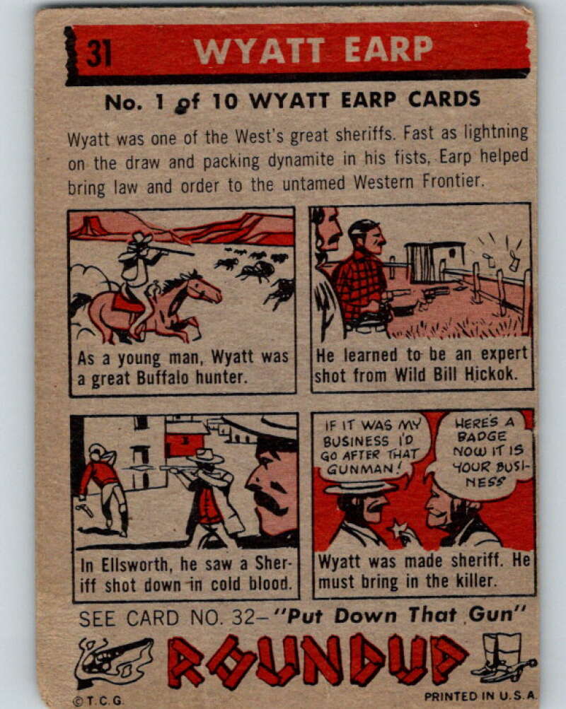 1956 Topps Round Up R712-3 #31 Wyatt Earp SP  V74180 Image 2