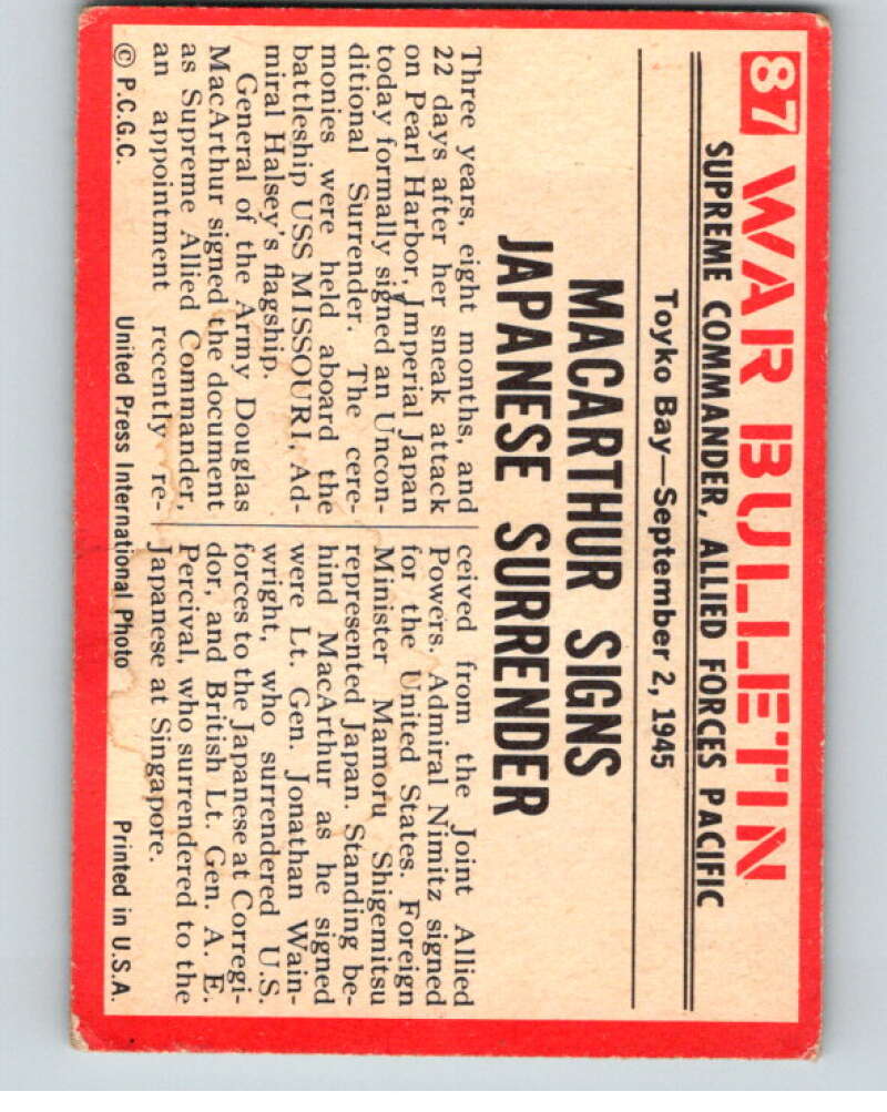 1965 Philadelphia Gum War Bulletin #87 Surrender   V74248 Image 2