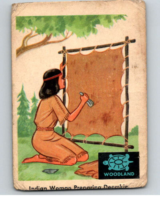 1959 Indian Trading Cards #29 Indian Woman Preparing Deerskin  V74249 Image 1