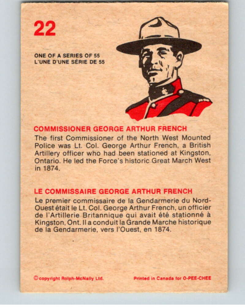 1973  Canadian Mounted Police Centennial #22 Commissioner George French  V74291 Image 2