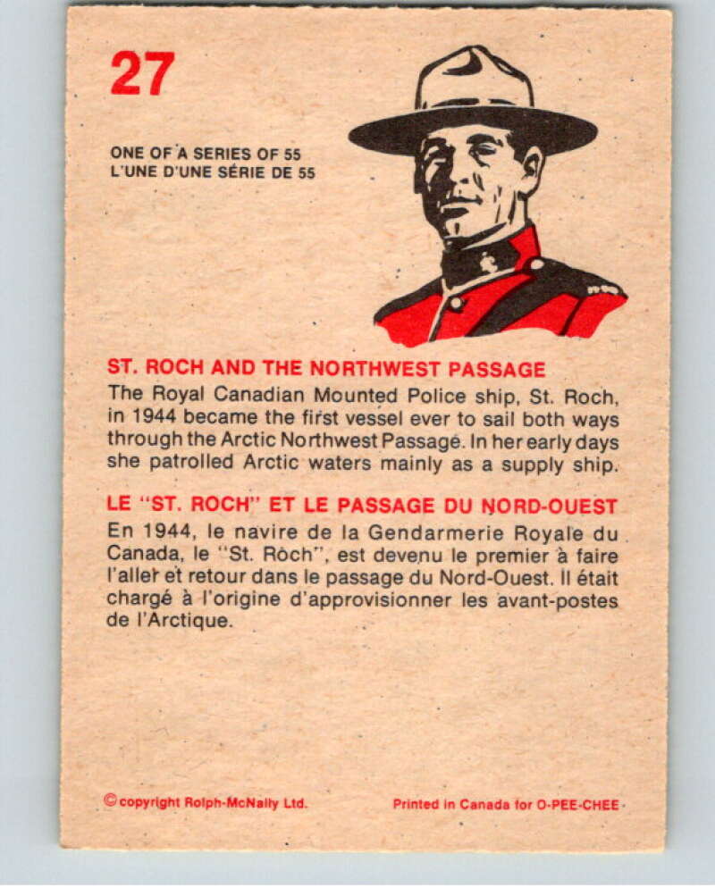 1973  Canadian Mounted Police Centennial #27 St. Roch Northwest Passage  V74300 Image 2
