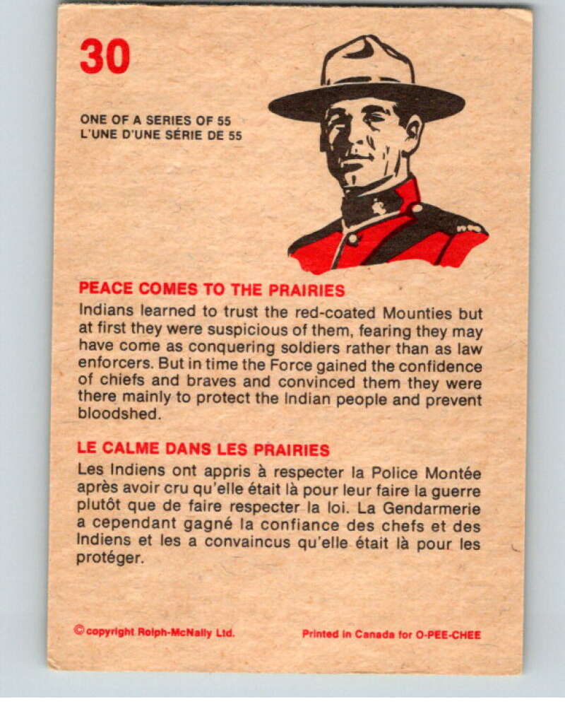 1973  Canadian Mounted Police Centennial #30 Peace Comes to the Prairies  V74302 Image 2