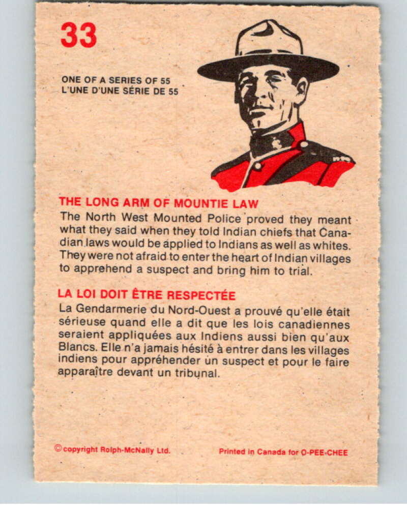 1973  Canadian Mounted Police Centennial #33 The Long Arm of Mountie Law  V74305 Image 2