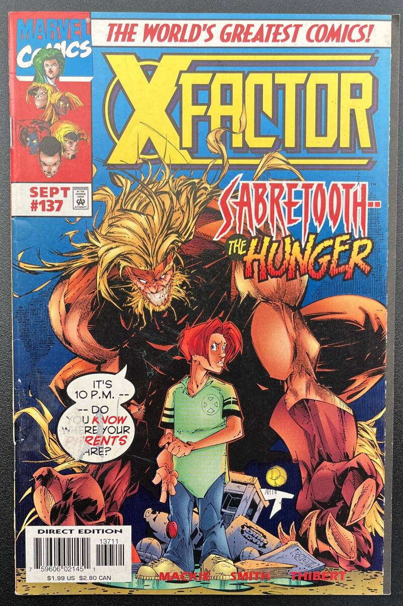 X-Factor Sabretooth Hunger #137 Marvel Comic Book Sep. 1997 Direct Edition - CB71 Image 1