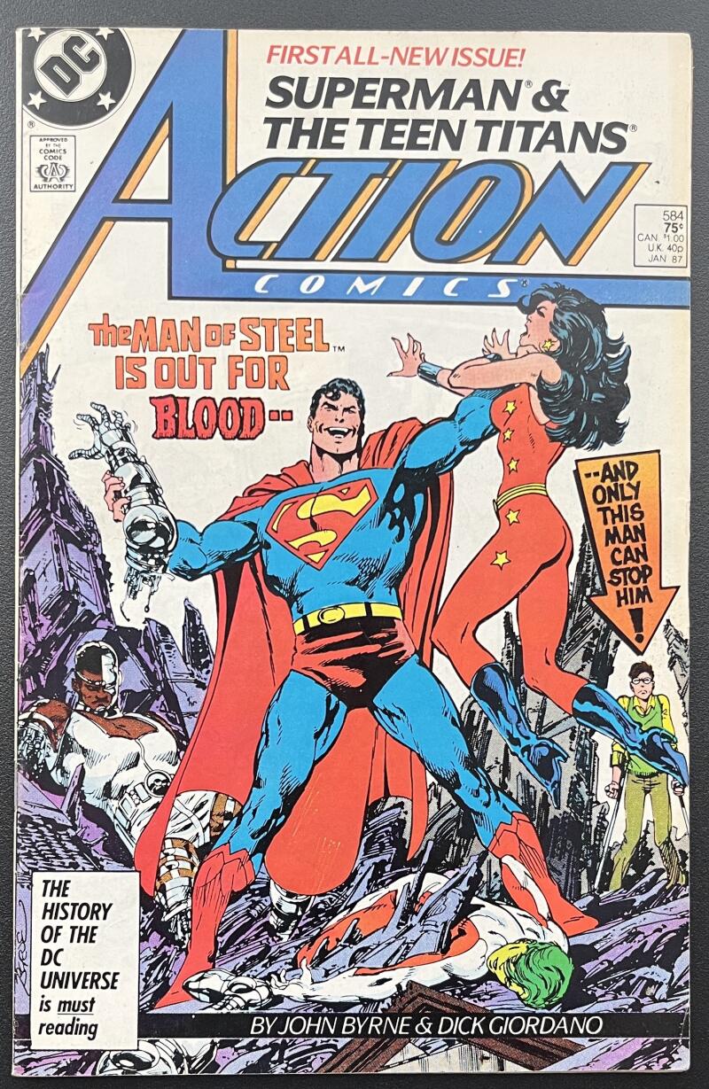 Action Comics Superman/teen Titans #584 DC Comic Book Jan. 1987 Direct Edition - CB124 Image 1