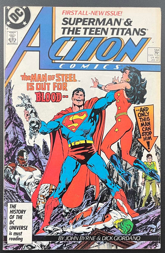 Action Comics Superman/teen Titans #584 DC Comic Book Jan. 1987 Direct Edition - CB124 Image 1