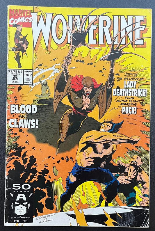 Wolverine #35 Marvel Comic Book Jan. 1991 Direct Edition  - CB196 Image 1