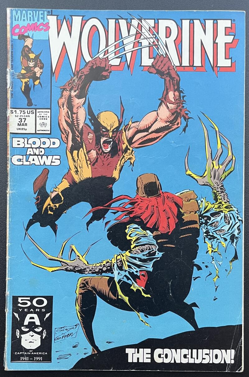 Wolverine #37 Marvel Comic Book Mar. 1991 Direct Edition  - CB198 Image 1