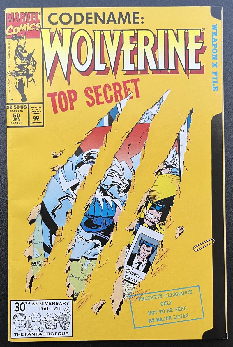 Wolverine Top Secret #50 Marvel Comic Book Jan. 1992 Direct Edition  - CB199 Image 1