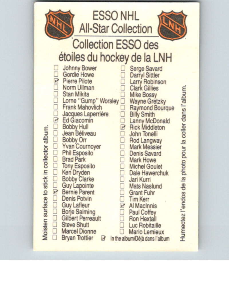 1988-89 Esso All-Stars Hockey Card Bobby Orr  V74899 Image 2