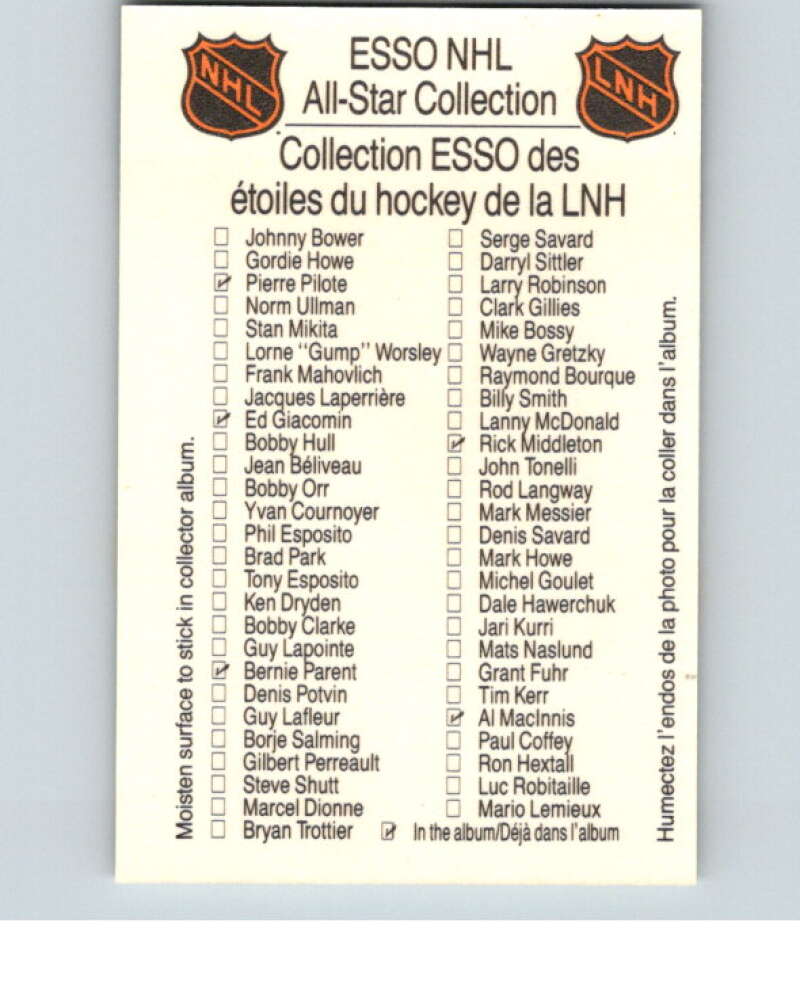 1988-89 Esso All-Stars Hockey Card Bobby Orr  V74907 Image 2