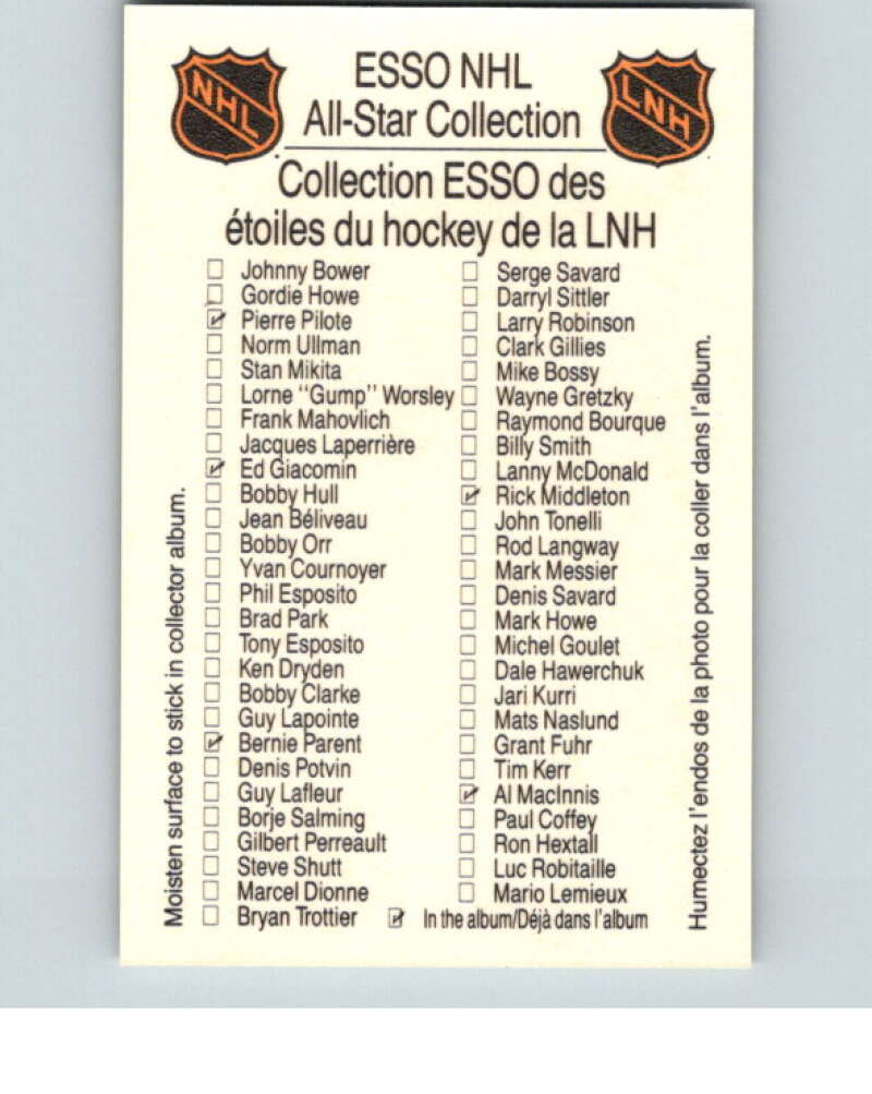 1988-89 Esso All-Stars Hockey Card Jean Beliveau  V75123 Image 2