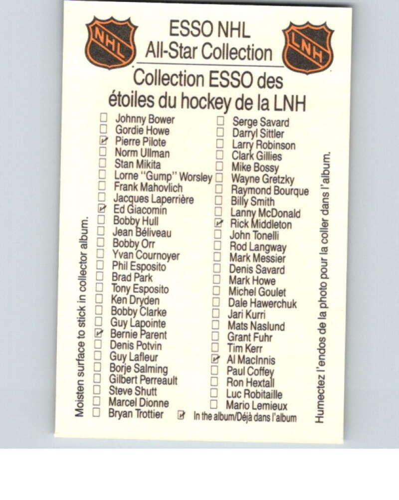 1988-89 Esso All-Stars Hockey Card Bobby Hull  V75181 Image 2