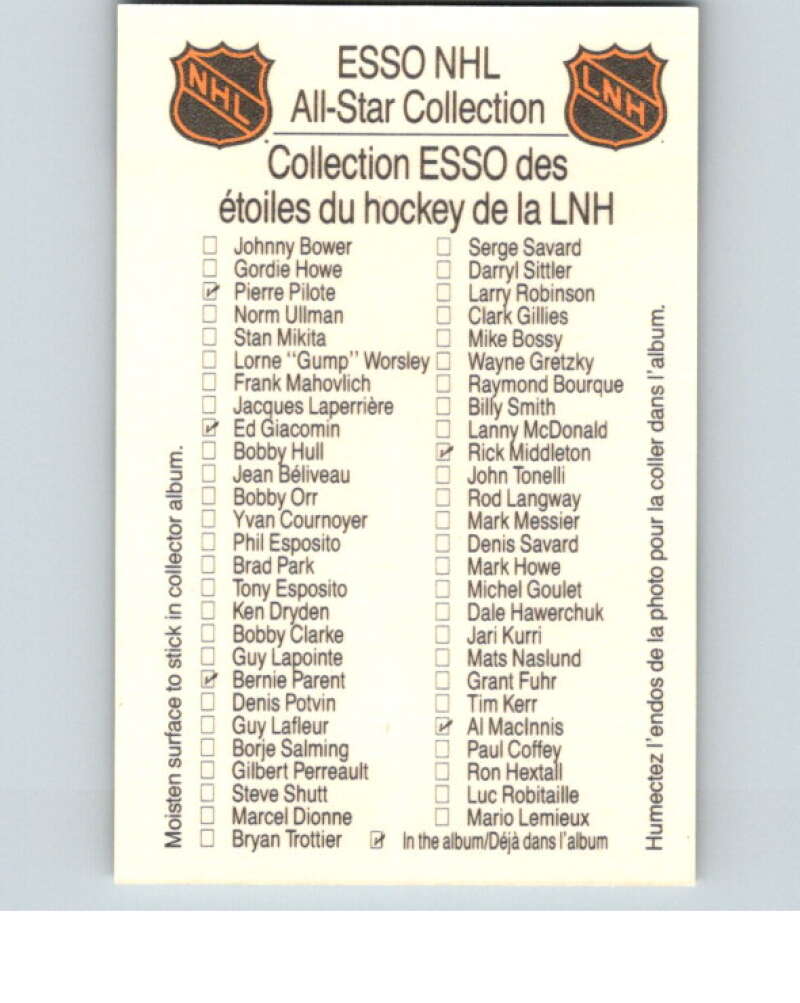 1988-89 Esso All-Stars Hockey Card Bobby Clarke  V75355 Image 2