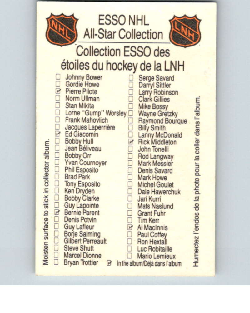 1988-89 Esso All-Stars Hockey Card Mark Howe  V75394 Image 2