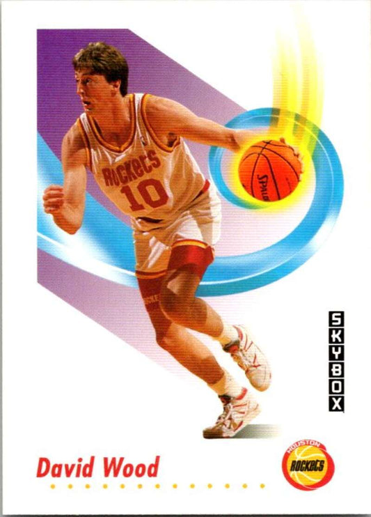 1991-92 SkyBox #110 David Wood  RC Rookie Houston Rockets  V77033 Image 1