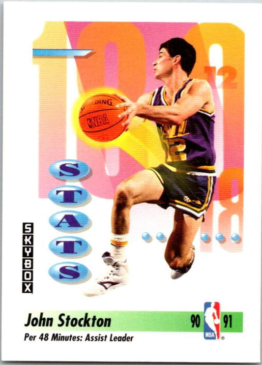 1991-92 SkyBox #306 John Stockton LL  Utah Jazz  V77335 Image 1