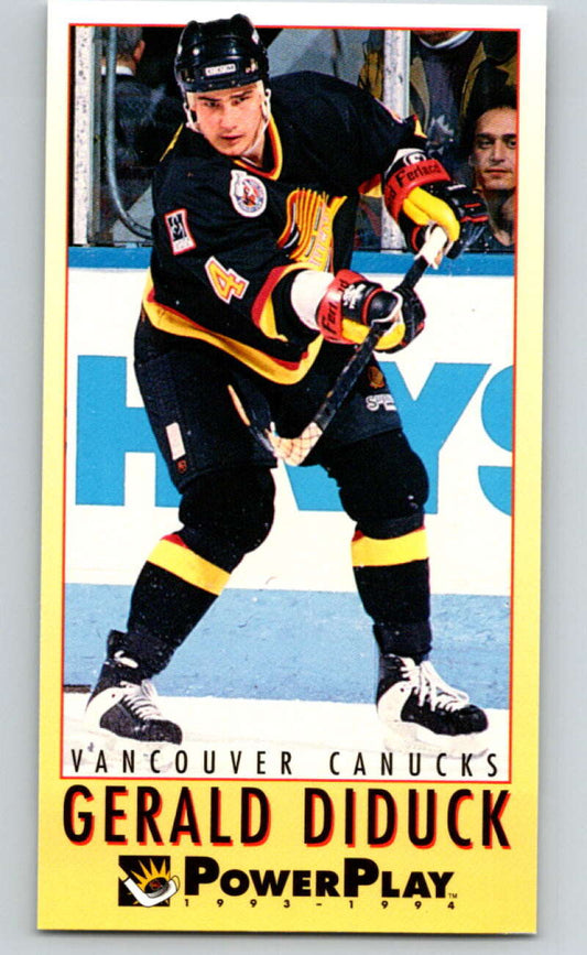 1993-94 PowerPlay #250 Gerald Diduck  Vancouver Canucks  V77904 Image 1
