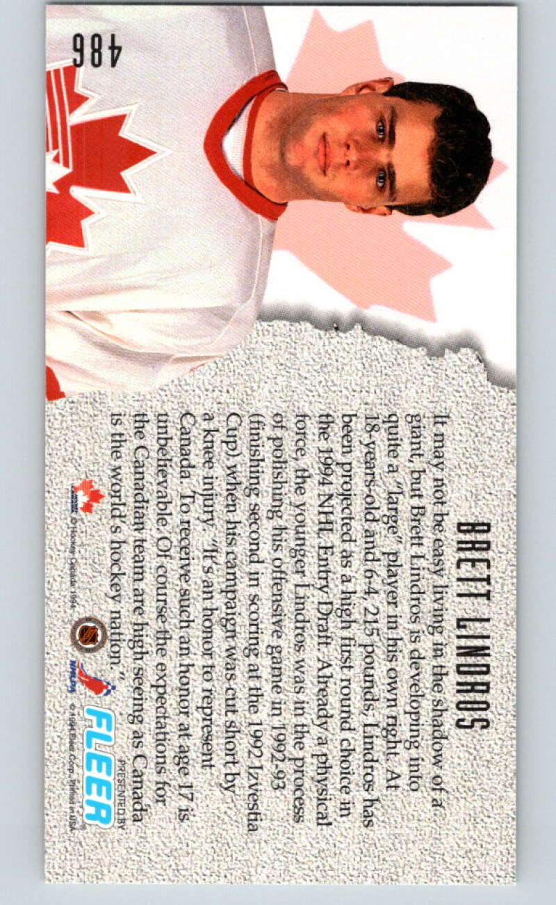 1993-94 PowerPlay #486 Brett Lindros  RC Rookie  V78181 Image 2