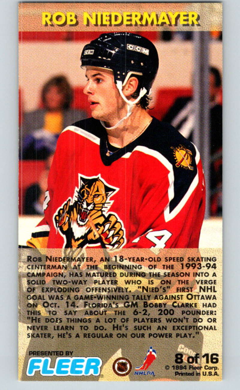 1993-94 PowerPlay Rookie Standouts #8 Rob Niedermayer  V78254 Image 2