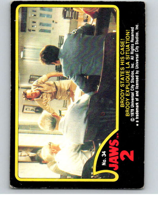 1978 Jaws 2 OPC #34 Brody States His Case!/Brody..  V78396 Image 1