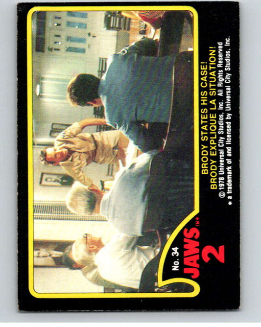 1978 Jaws 2 OPC #34 Brody States His Case!/Brody..  V78397 Image 1