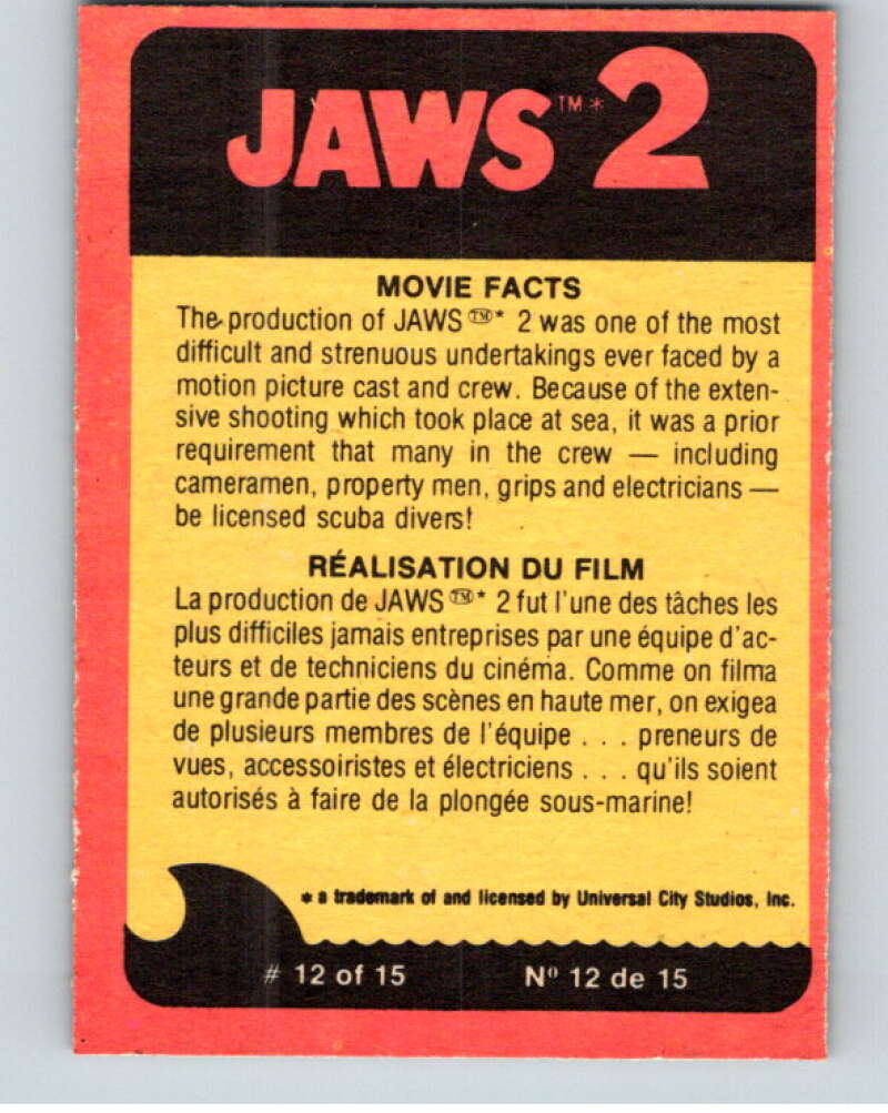 1978 Jaws 2 OPC #53 Aiming Against the Monster!/Feu..  V78417 Image 2