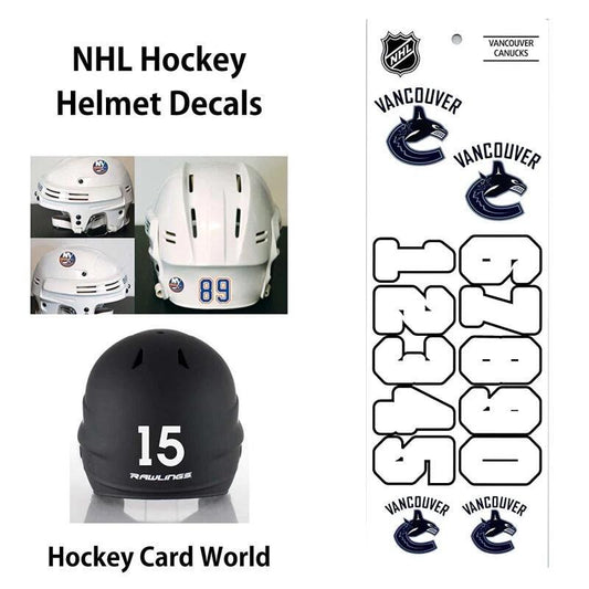 Vancouver Canucks (WHITE) Hockey Helmet Decals Set - Numbers & Logos Image 1
