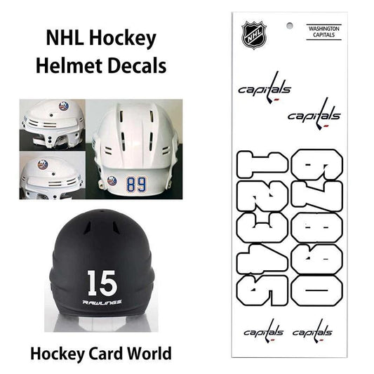 Washington Capitals (WHITE) Hockey Helmet Decals Set - Numbers & Logos Image 1